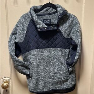 Abercrombie & Fitch Cozy Deep Pile Fleece Quilted Snap Up Jacket Gray S Small